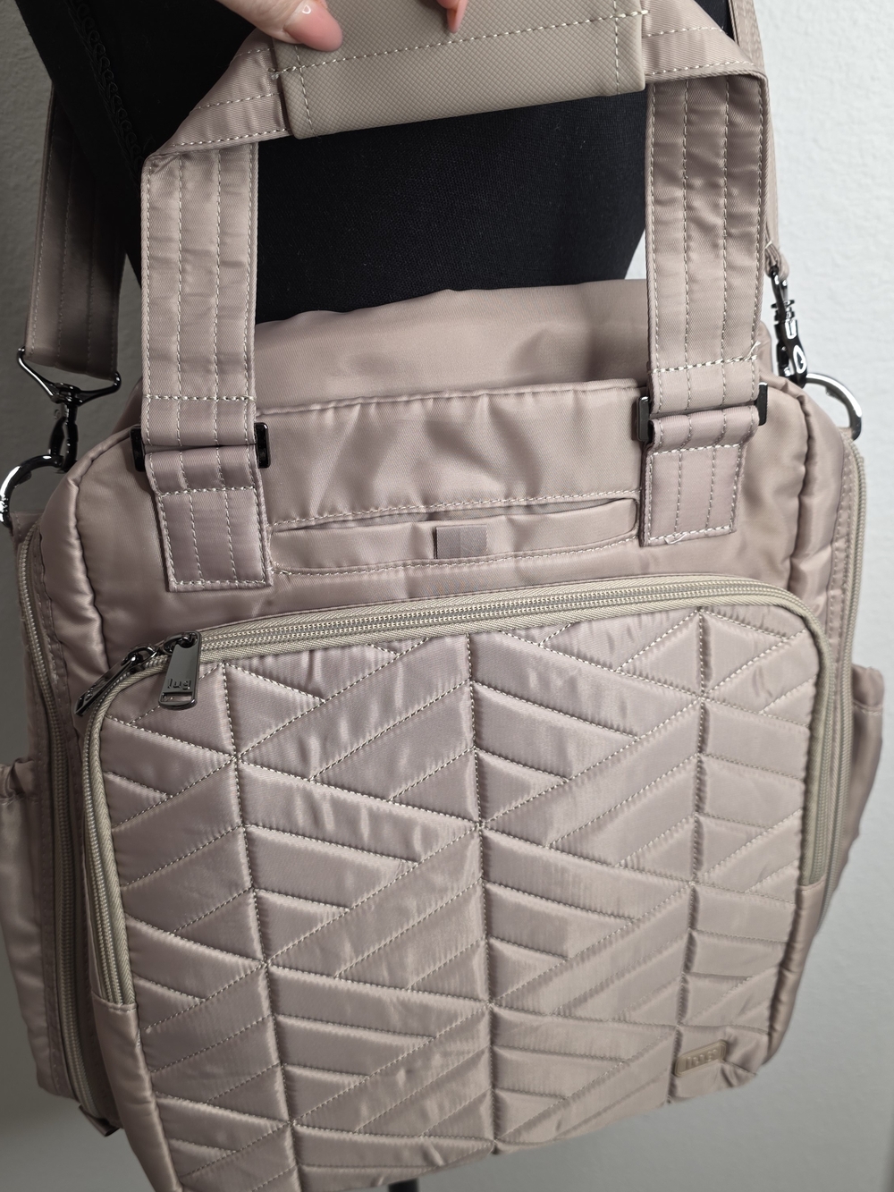 lug Quilted Convertible Laptop Bag - Taupe Blush